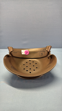 Pottery Flower Bowl with Underplate