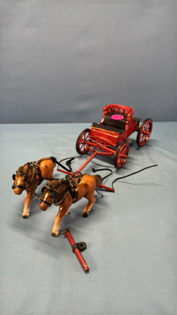 Hand Decorated Team of Horses W/Buckboard