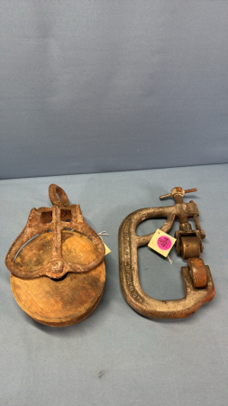 6in Wooden Pulley & Sheet Metal Roller