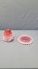 Opalescent Pink Hobnail Rose Bowl with Matching Saucer - 4