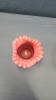 Opalescent Pink Hobnail Rose Bowl with Matching Saucer - 8