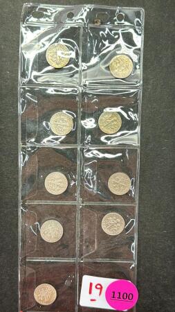 (9) American 10 Cent Coins