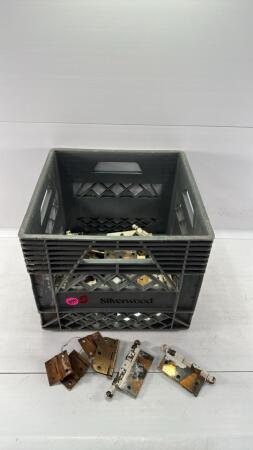 Milk Crate with Qty of Old Hinges