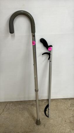 Metal Adjustable Cane & 24in Grabber Tool