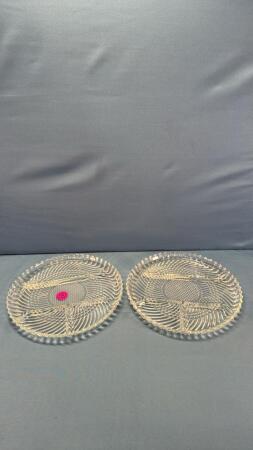 (2) 10in Glass Relish Trays