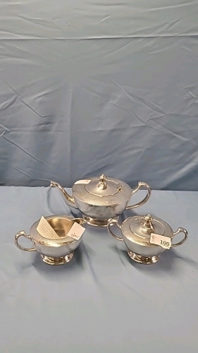 William Rogers 3 Piece Silver Plate Tea Set Circa 1910