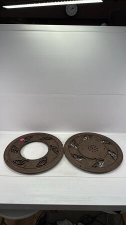 (2) Vintage Cast Iron Round Floor Grates