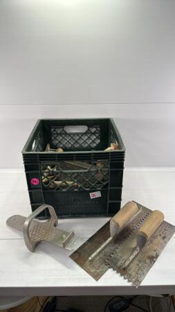 Large Qty of Trowels, Drywall Board Lifter Etc