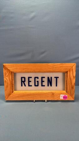 Framed Regent Gas Pump Glass