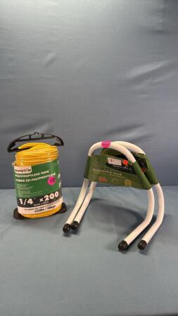 Roll of 1/4in Rope & (2) Wall Hanging Brackets