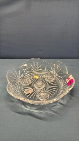 Lead Crystal 9in Wide 4 Candle Holder