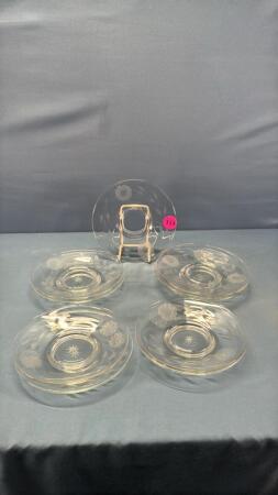 (10) 6in Etched Glass Dessert Plates