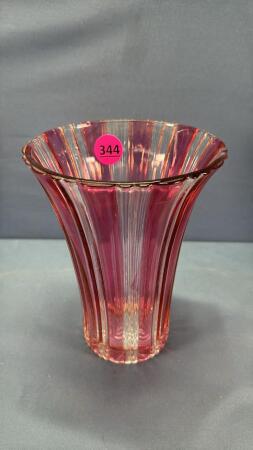 Striped Cranberry Vase