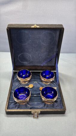 Cobalt Blue in Silver Plate Stands 4PC Set