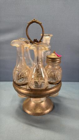Cruet Stand with 5 Bottles