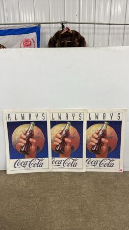(3) Coke Bristol Board Posters