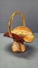 Cranberry Enameled Elaborate Basket
