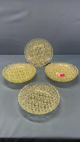 (6) Daisy & Button Patterned Vaseline Glass Plates