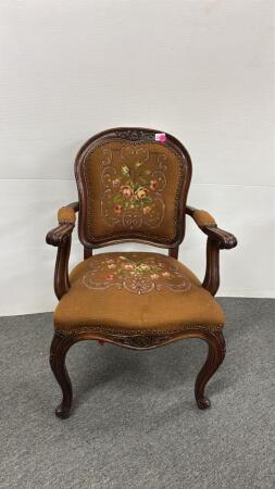 Needle Point Seated Back Ornate Armchair