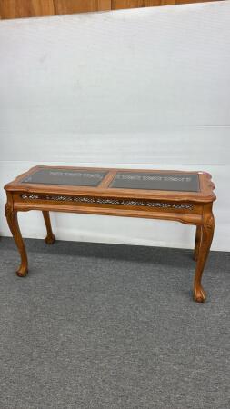 Oak Hall Table with Smoked Glass Inserts