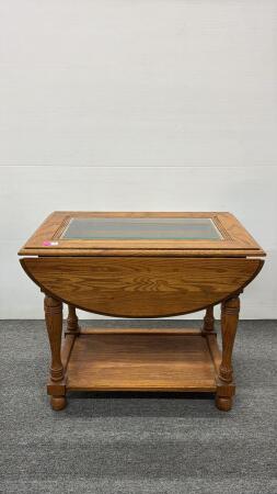 Oak Drop Leaf Glass Top Coffee Table