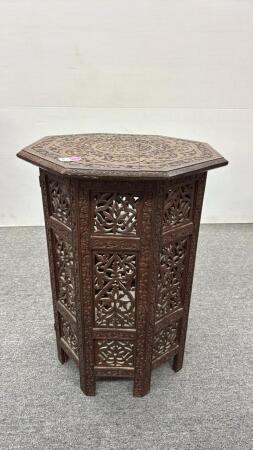 Asian Style Carved End Table