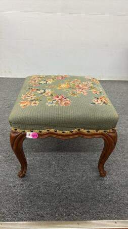 Needle Point Topped Foot Stool
