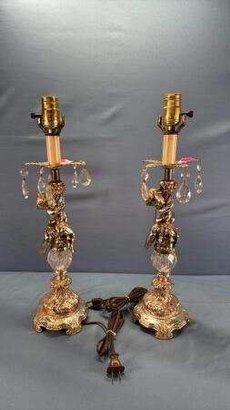 (2) Metal & Glass Based Table Lamps