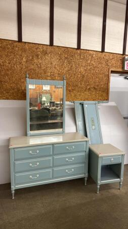 Painted Dresser, Nightstand and Queen Bed Frame