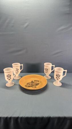 (4) Milk Glass Curling Mugs