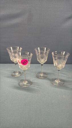 (4) Corn Flower 5in Tall Wine Glasses