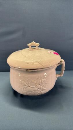 Ironstone Chamber Pot with Unmatched Lid