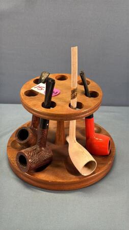 Wooden Pipe Holder w/4 Pipes