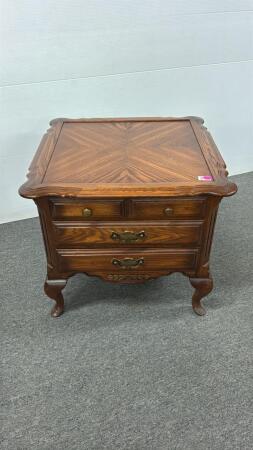Oak End Table with 3 Drawers