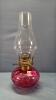 Cranberry Coin Dot Coal Oil Lamp for wall bracket