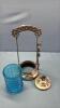 Pickle Cruet with Blue Glass Insert & Tongs - 5