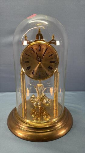 Quartz German Anniversary Clock w/Glass Dome