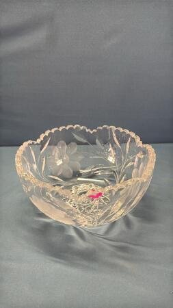 Led Crystal 8in Etched Glass Bowl