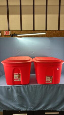 (2) 72L Litre Totes with Lids