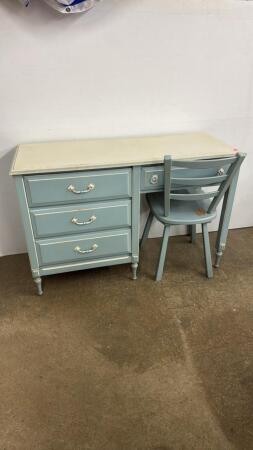 Painted Combination Desk/Dresser & Chair