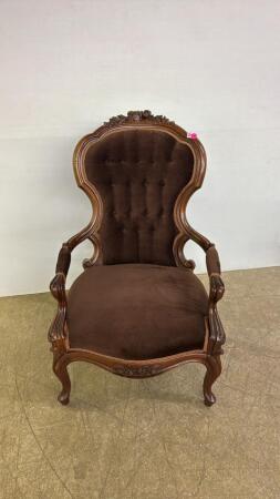 Ornate Victorian Style Button Back Arm Chair