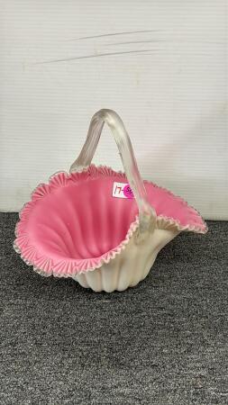Pink Satin Glass Brides Basket