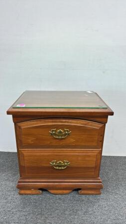 Bed Side Table with Glass Top