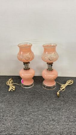 Pair of Pink Boudoir Lamps