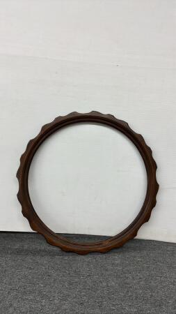 Walnut Round Frame with Scaloped Edges