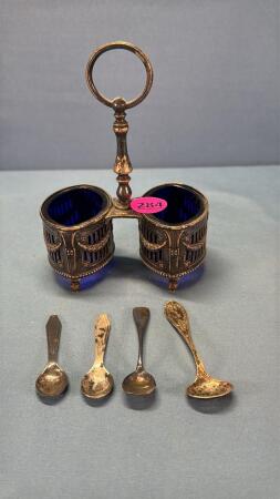 Double Cobalt Blue Condiment Set