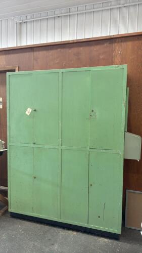 Wood Cabinet With Quantity of Nails and Plastic Bins