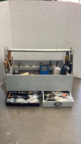 Wooden Carry All With Quantity of Tools
