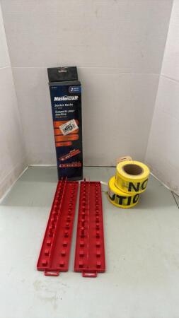 Mastercraft 1/2in Drive Socket Racks and 2 Roll of Caution Tape