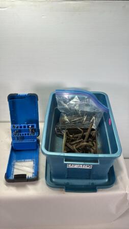 Assorted Drill Bits & Allen Keys in Plastic Tote